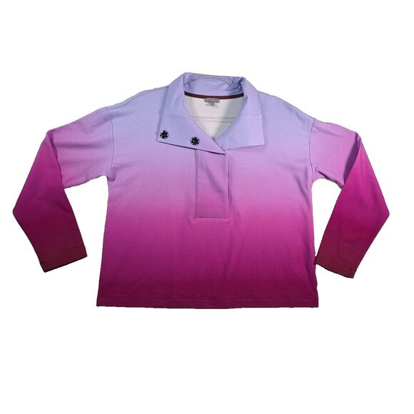 Talbots Tops - T by TALBOTS Snap Placket Pullover Sweatshirt Size Med Stretch Burgundy Ombre